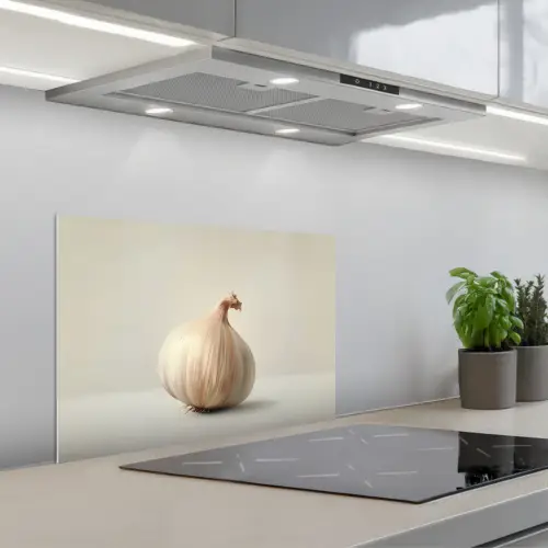 Knoflook - Natuurlijk - Beige keuken achterwand spatscherm klein -3d_schuin