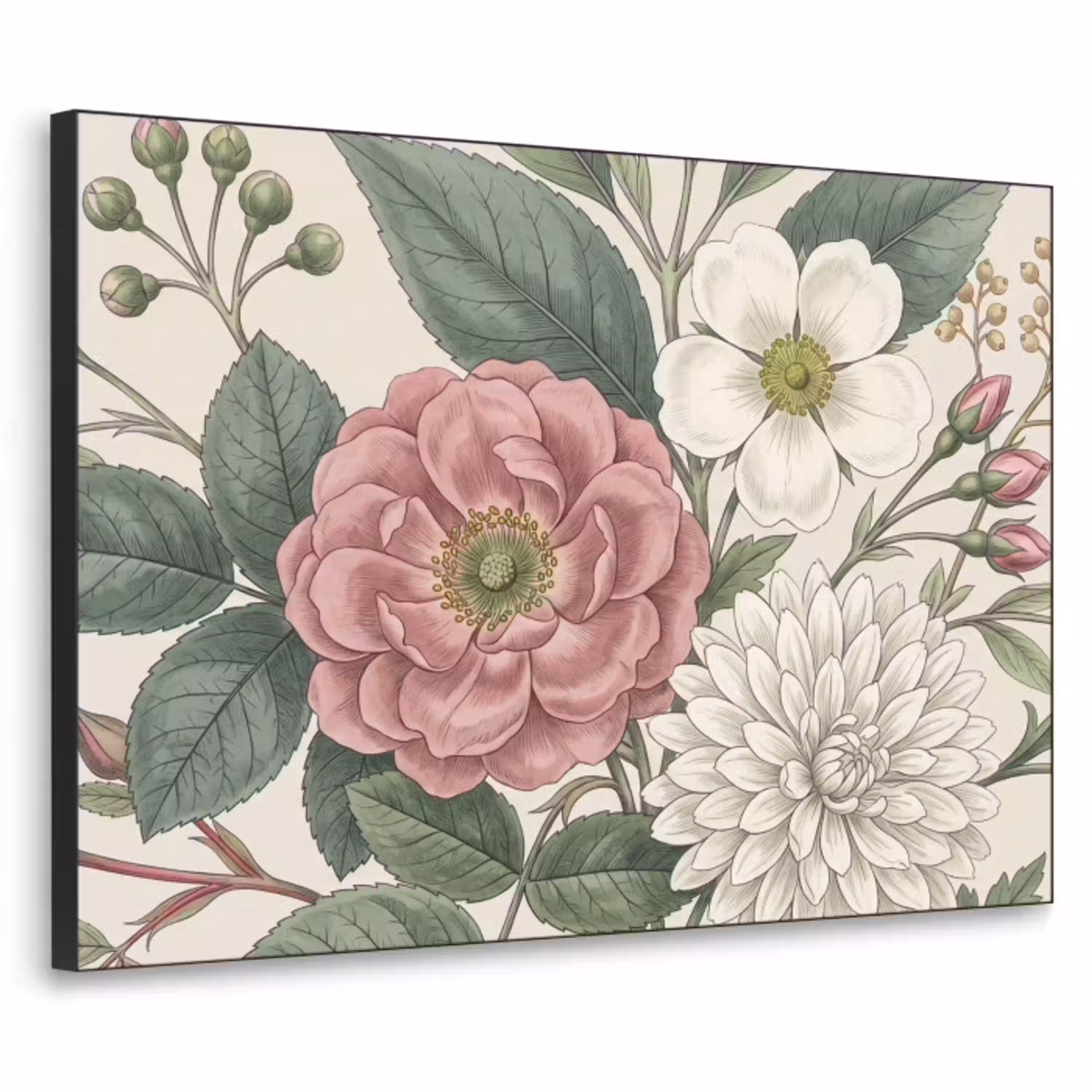 Romantisch - Design - Kleurrijk Textielframe zwart klein -3d