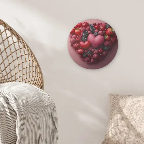 Fruit - Hartjes - Aardbeien - Frambozen - Bosbessen Akoestische PET Vilt - Rond klein -sfeer4
