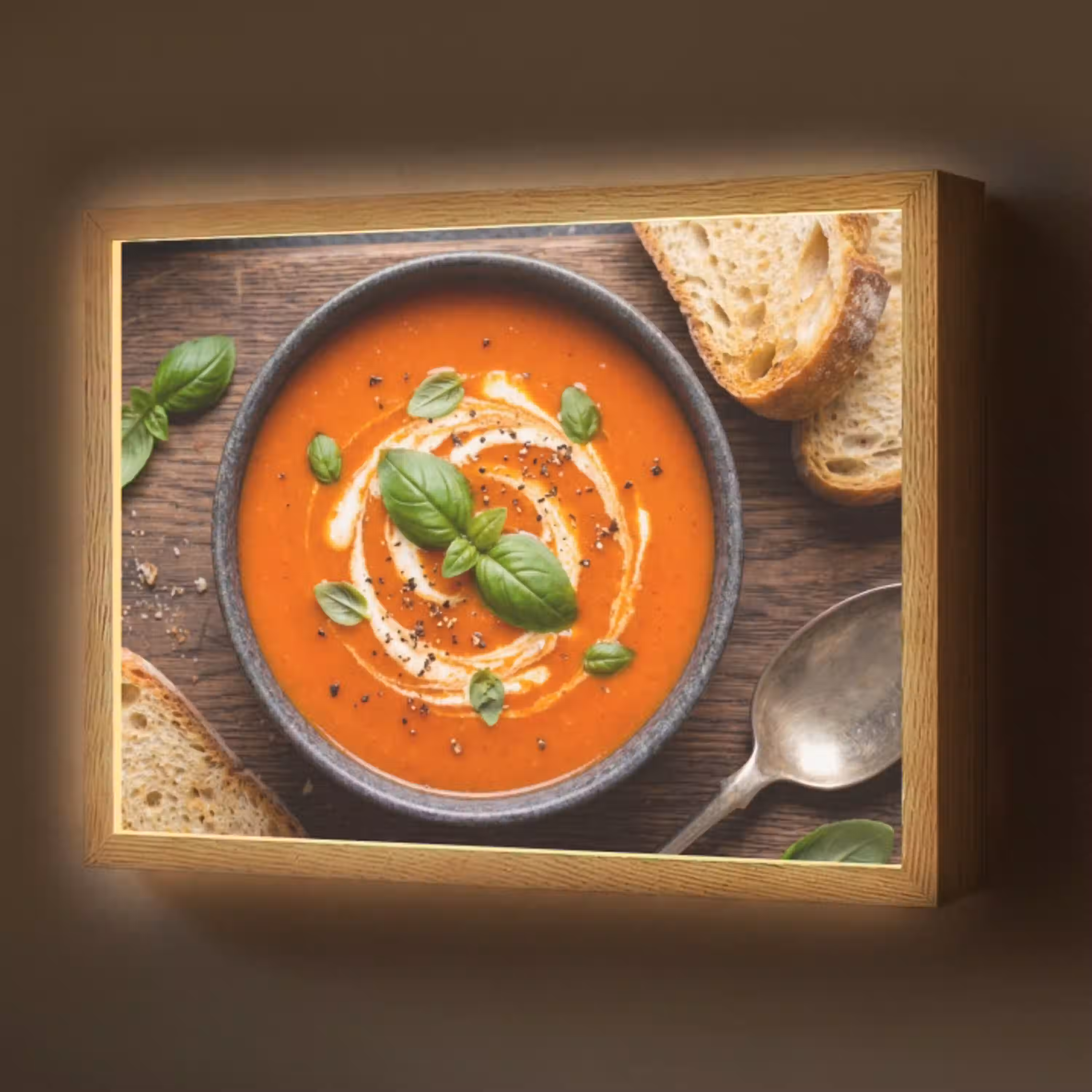 Eten - Soep - Basilicum - Rustiek - Rood Light Box met batterij (Wandlamp) middel -z3d_website