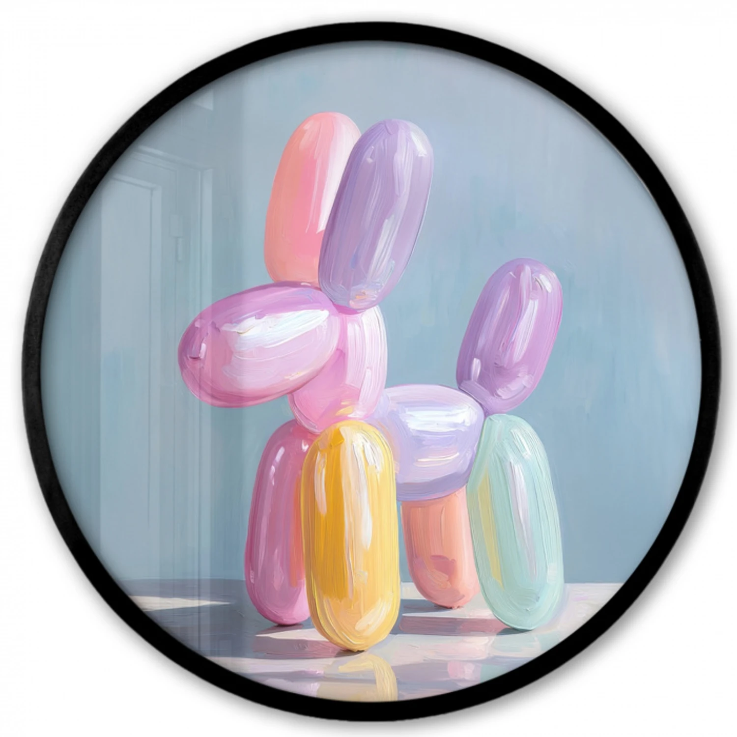Dier - Ballon - Pasteltinten - Glanzend Fotolijst rond zonder passe partout klein -3d