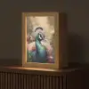 Pauw - Vogel - Bloemen - Planten - Pauwenveren Light Box met kabel (Tafellamp) klein -z3d_website