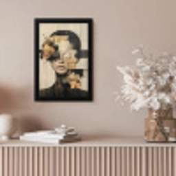 Gezicht - Bloemen - Zwart - Vrouw fotolijst zwart zonder passe partout klein -sfeer5