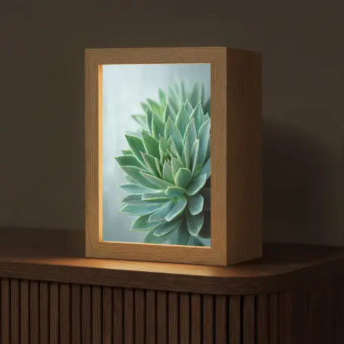 Vetplant - Bladeren - Groen - Wazig Light Box met kabel (Tafellamp) klein -z3d_website