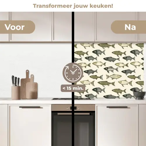 Vissen - Klassiek - Groen keuken achterwand 2 middel 871 -voor-na2_NL
