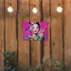 Vrouw - Portret - Abstract - Paars tuinposter los doek klein -sfeer1