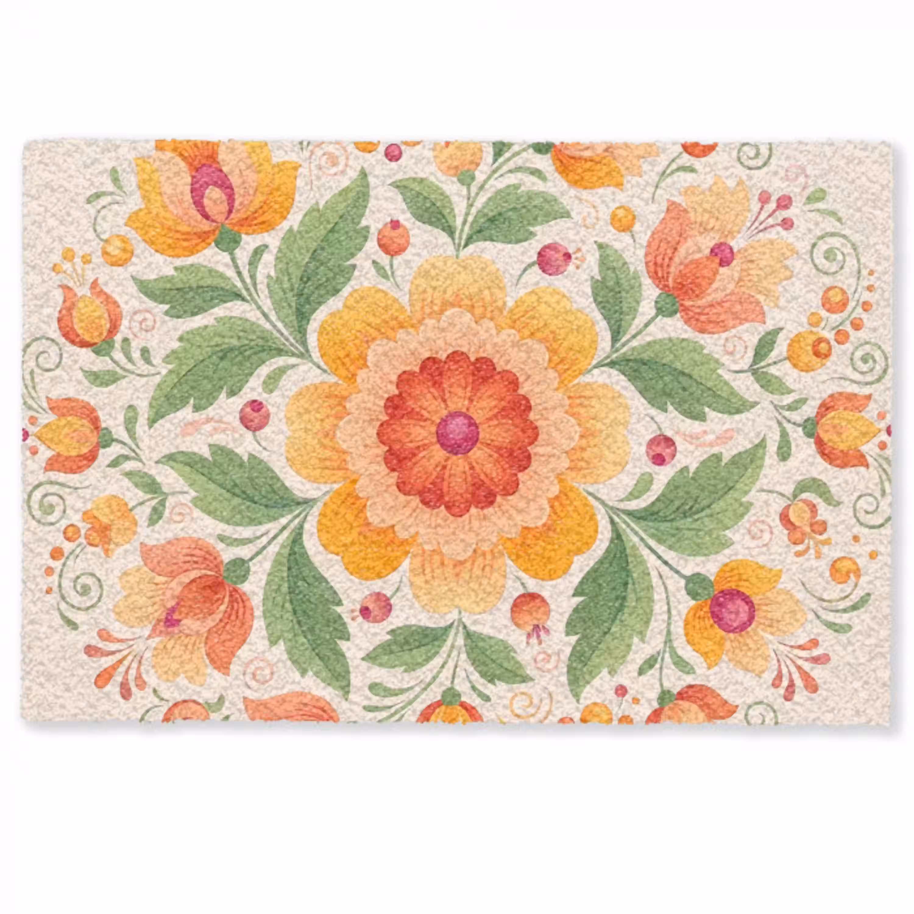 Bloemen - Patroon - Decoratief - Oranje Deurmat klein -zkaufland3d