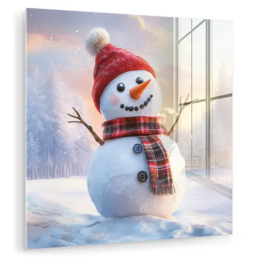 Sneeuwpop - Zonsondergang - Wit plexiglas 5mm klein -zzzproduct_nieuw