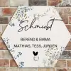 Bloemen - Beige - Sierlijk Naambord Hexagon klein -sfeer2