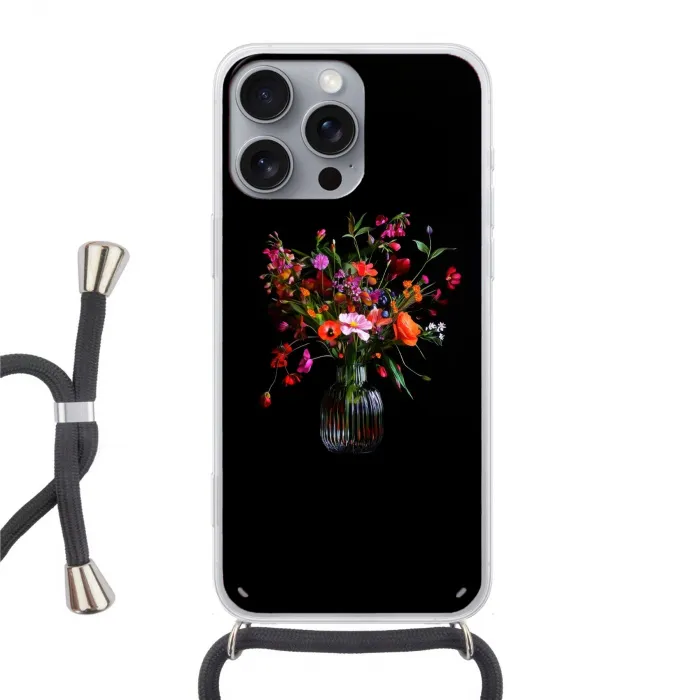 Boeket - Veldbloemen - Vaas Hoesje iPhone 16 Pro Max met koord klein -3d