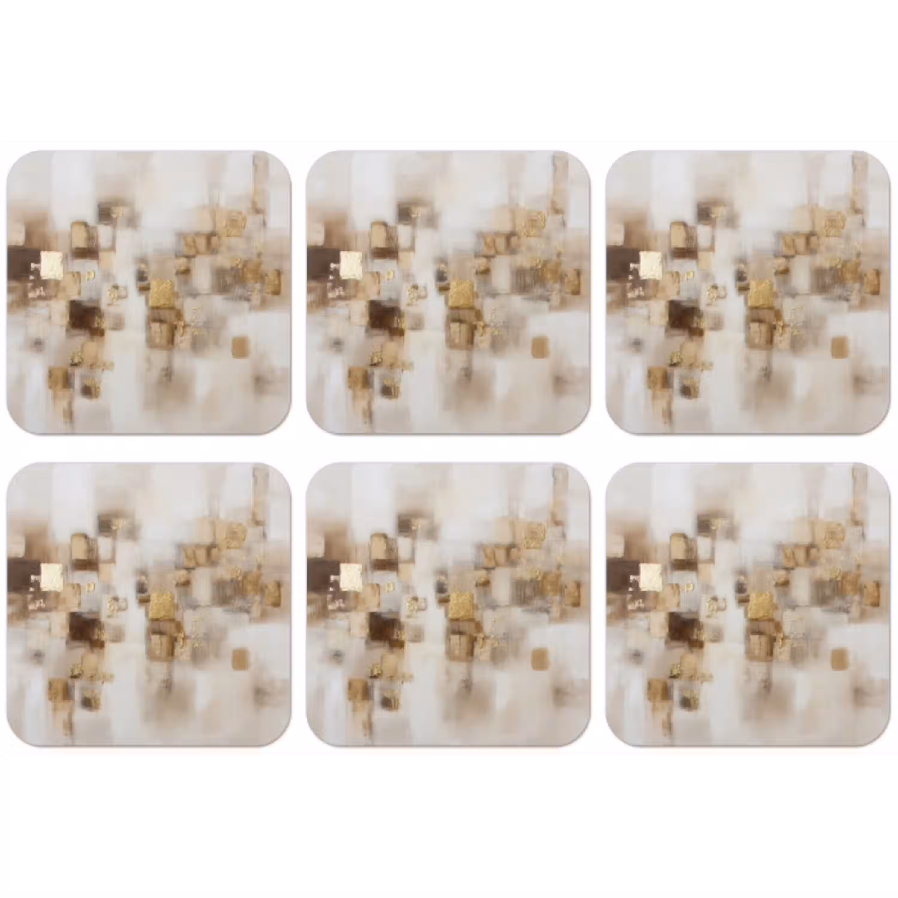 Abstracte vierkanten - Aardetonen - Mistig onderzetter kurk middel -zkaufland3dotto