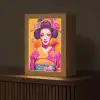 Bloemen - Vrouw - Kimono - Roze Light Box met kabel (Tafellamp) klein -z3d_website