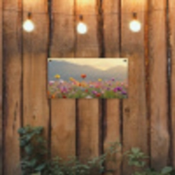 Bloemenveld - Bergen - Zonlicht - Bloemen tuinposter los doek klein -sfeer1