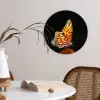 Vlinder - Bloemen - Insect - Portret - Zwart - Oranje Wandcirkel kunststof plaat 5mm dik klein -sfeer4