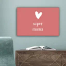 Presentje voor Moederdag super mama roze/wit canvas 2cm klein -sfeer4