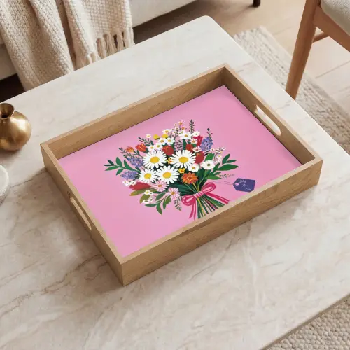 Bloemen - Quote - Kaartje - Kleurrijk Dienblad Rechthoek middel -sfeer1