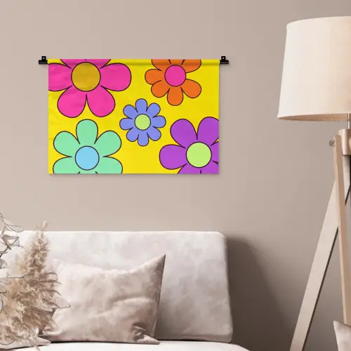 Bloemen - Illustratie - Kleurrijk Wandkleed katoen klein -sfeer4