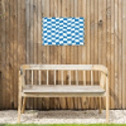 Golvend - Patroon - Blauw Tuinposter op houten frame 2 cm dik klein 845 -sfeer4
