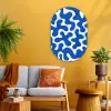 Vormen - Abstract - Blauw - Golven Wandcirkel Ovaal Glas middel -sfeer4