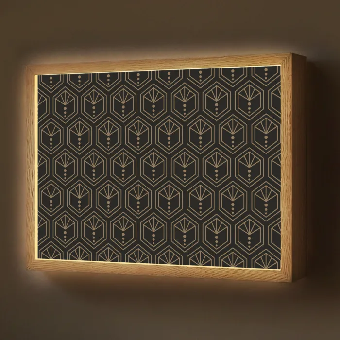 Zonnestraal - Zwart - Goud - Stippen Light Box met batterij (Wandlamp) middel 907 -z3d_website