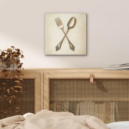 Beige - Vintage - Bestek aluminium wit klein -sfeer3
