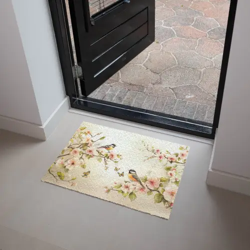 Takken - Bloemen - Vogeltjes - Roze Deurmat klein -sfeer5