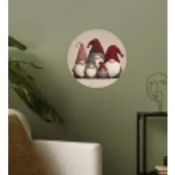 Kabouters - Kerst - Sneeuw - Puntmutsen Wandcirkel behangsticker klein -sfeer2