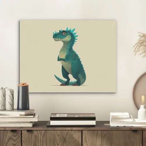 Dinosaurus - Turquoise - Stekels PET vilt klein -sfeer1