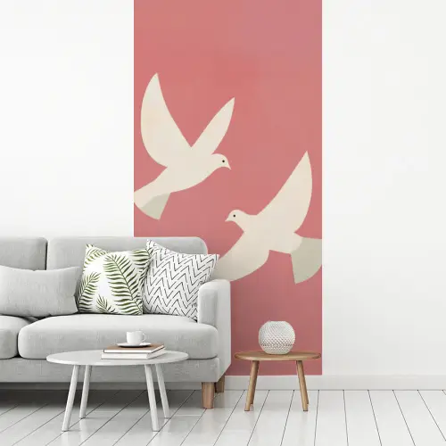 Duiven - Wit - Sierlijk fotobehang vinyl groot -woonkamer
