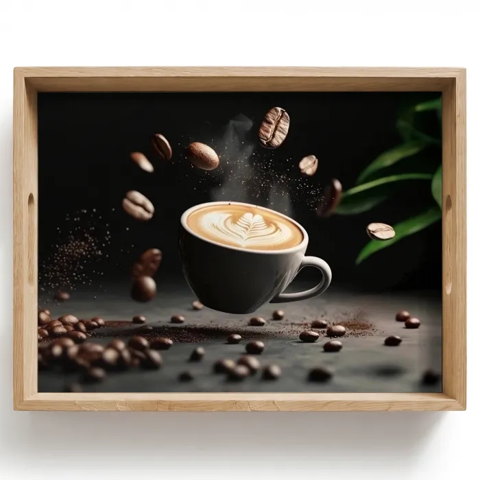 Cappuccino - Kop - Bonen - Bruin Dienblad Rechthoek middel -z3d_shopping