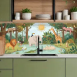 Jungle - Oase - Dieren - Kleurrijk keuken achterwand 2 middel -sfeer3