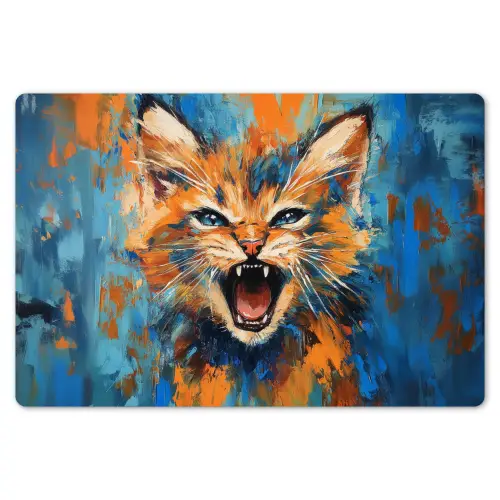 Kat - Kleurrijk - Oranje - Blauw Placemat vinyl groot -zzsfeer1_Kitchenyeah-website