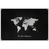 Quote - Wereldkaart - Zwart tuinposter los doek groot -3d