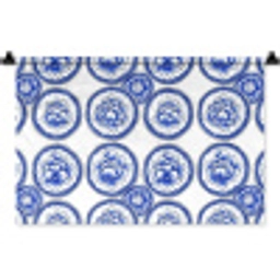 Cirkels - Bloemen - Blauw Wandkleed katoen klein 269 -zz3d