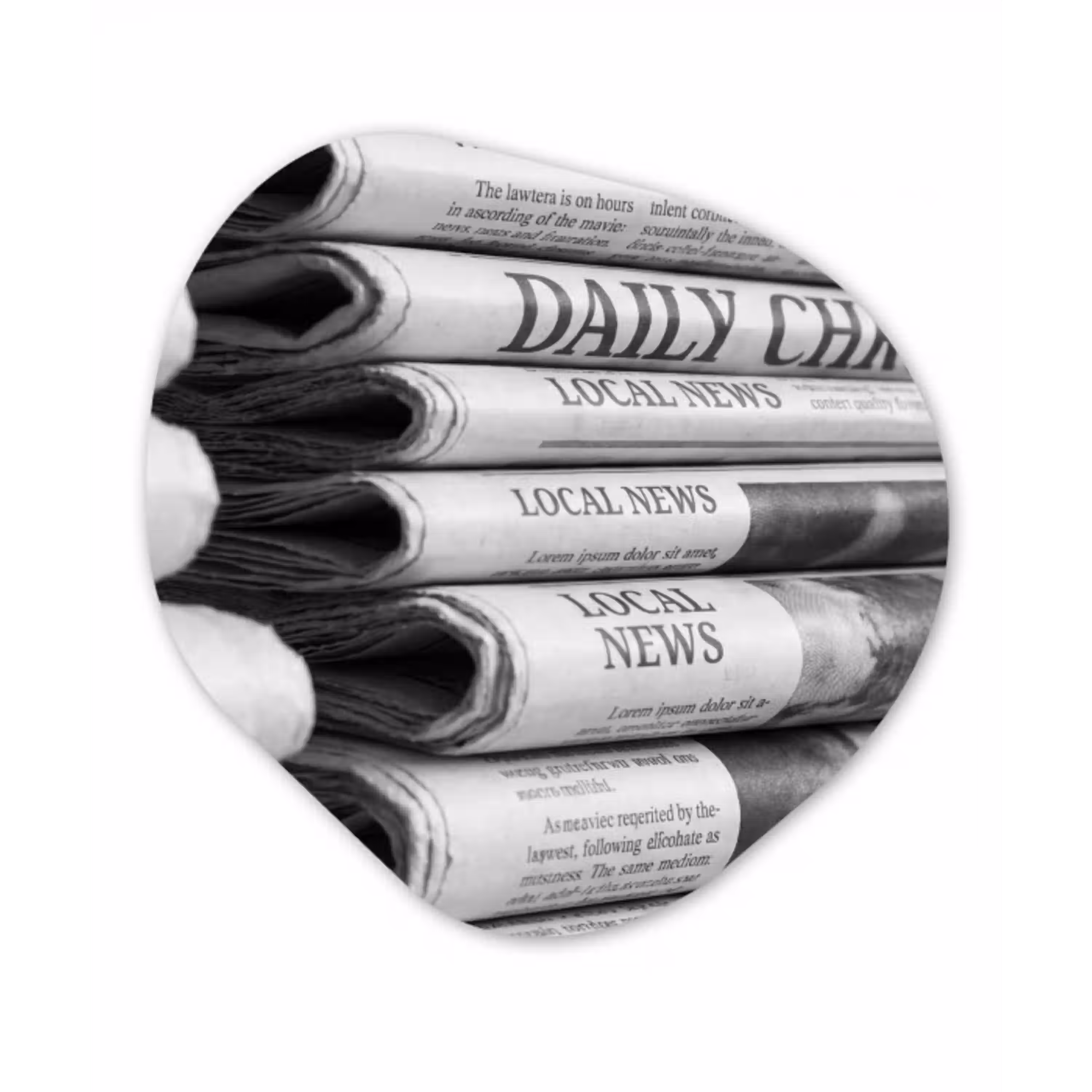 Krant - Stapel - Nieuws - Zwart-wit - Media Wandcirkel Organisch Forex 3mm klein -3d