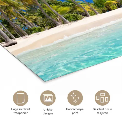 Strand - Zee - Palmboom - Zon - Zomer poster papier klein -closeup_NL