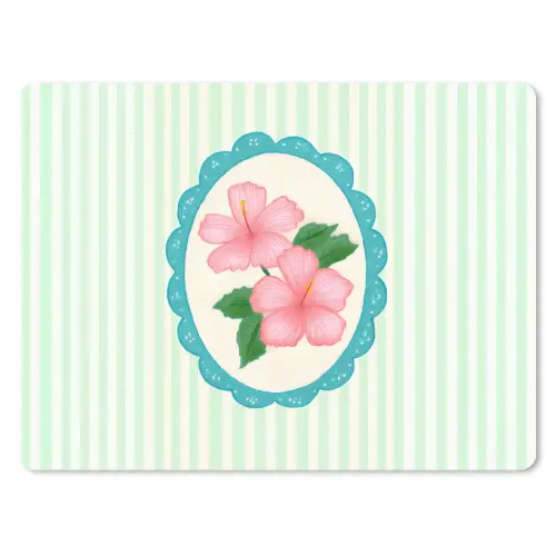 Bloemen - Ovaal - Strepen - Groen muismat rubber klein -3d
