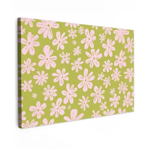 Bloemen - Roze - Getekend - Patroon canvas 2cm klein -z3d