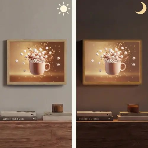 Chocomelk - Drinken - Warm - Bruin Light Box met batterij (Wandlamp) middel -sfeer3
