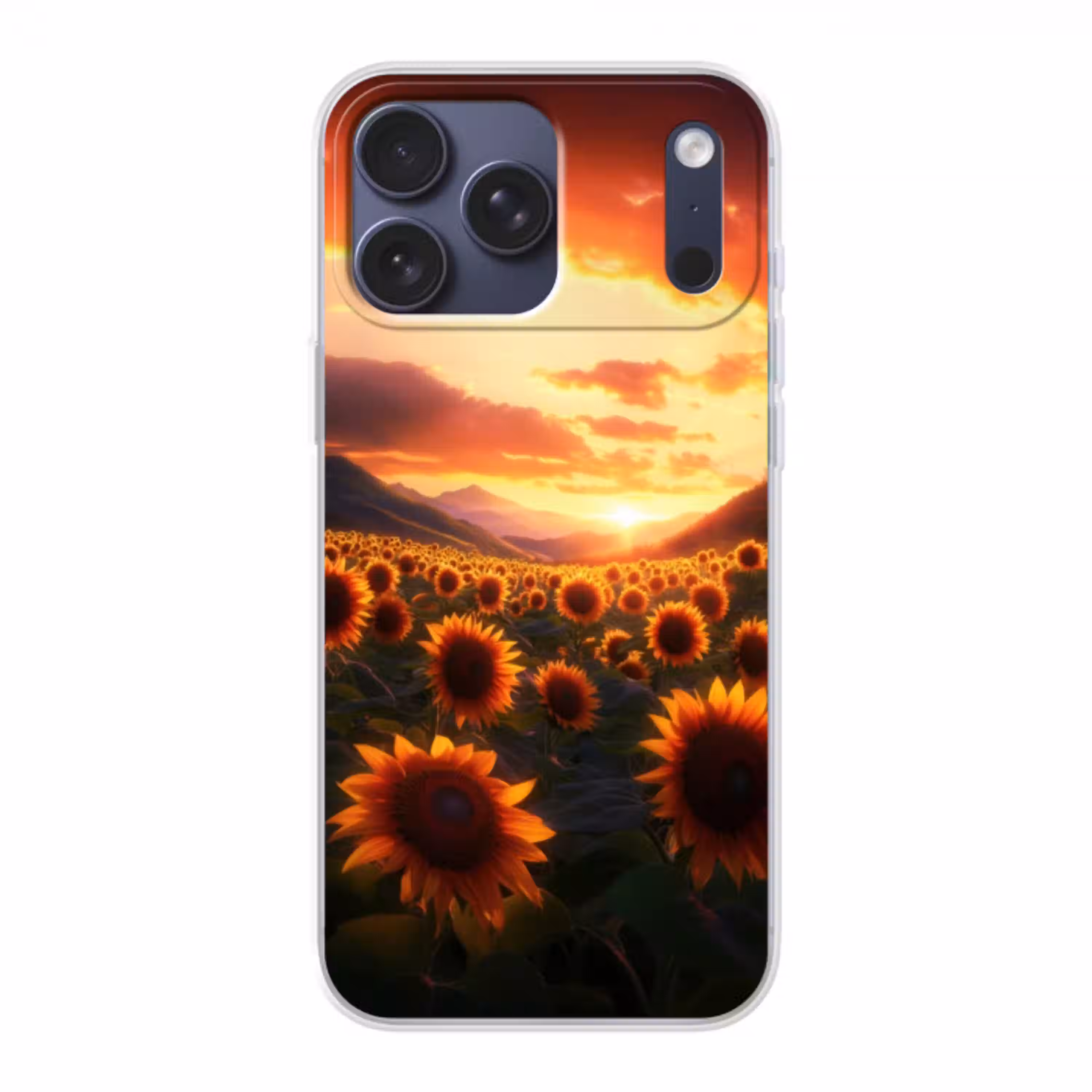 Zonnebloemen - Zonsondergang - Landschap Telefoonhoesje iPhone 17 Pro Max klein -3d