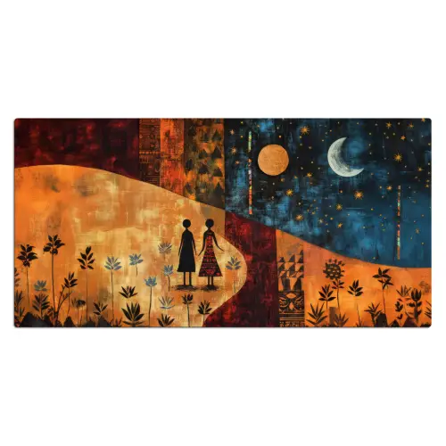 Silhouetten - Abstract - Zon - Maan Muismat XXL klein -3d_leeg