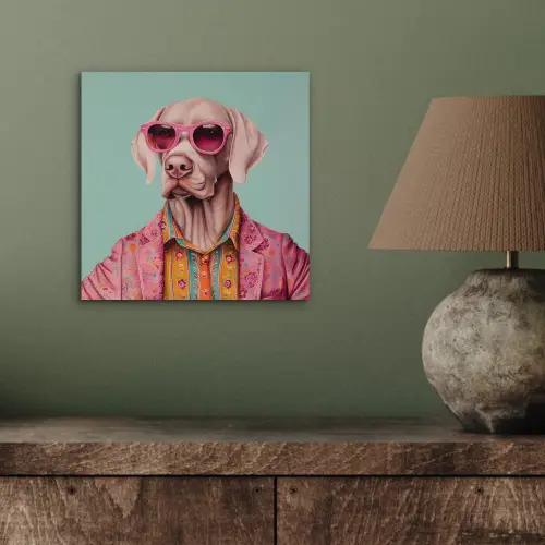 Hond - Overhemd - Bloemen - Bril aluminium wit klein -sfeer2