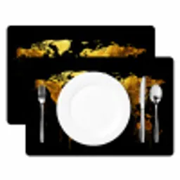 Wereldkaart - Goud - Druipen - Zwart Placemat vinyl groot -zzsfeer2_Kitchenyeah-website
