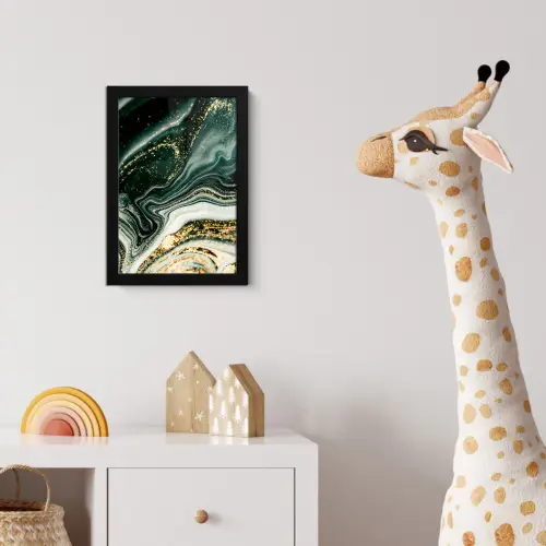 Marmerlook - Goud - Groen - Glitter - Design - Marmer fotolijst zwart zonder passe partout klein -usfeer4_kinderkamer