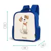 Bruin gevlekte pup op een beige achtergrond Kinderrugzak - Blauw middel -productfoto_formaten