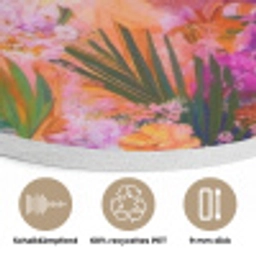 Vrouw - Abstract - Cirkel - Bloemen Akoestische PET Vilt - Rond klein -closeup_DE