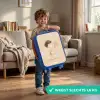 Jongen speelt tennis op zandkleurige achtergrond Kinderkoffer - Blauw klein -sfeer2_NL