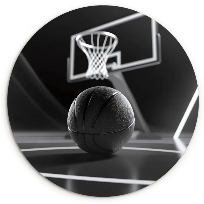 Basketbal - Basketbalveld - Lichtlijnen Wandcirkel kunststof plaat 5mm dik klein -3d