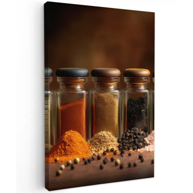 Potjes - Kruiden - Specerijen - Korrels Tuinposter op houten frame 2 cm dik klein -3d