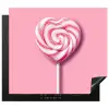 Snoep - Lolly - Hart- Roze Inductie beschermer vinyl 3mm middel -3d